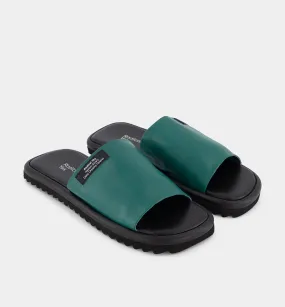 Yoyogi Leather Slide | Verdigris Green